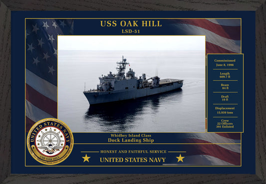 USS Oak Hill LSD-51 Framed Patriotic Photo