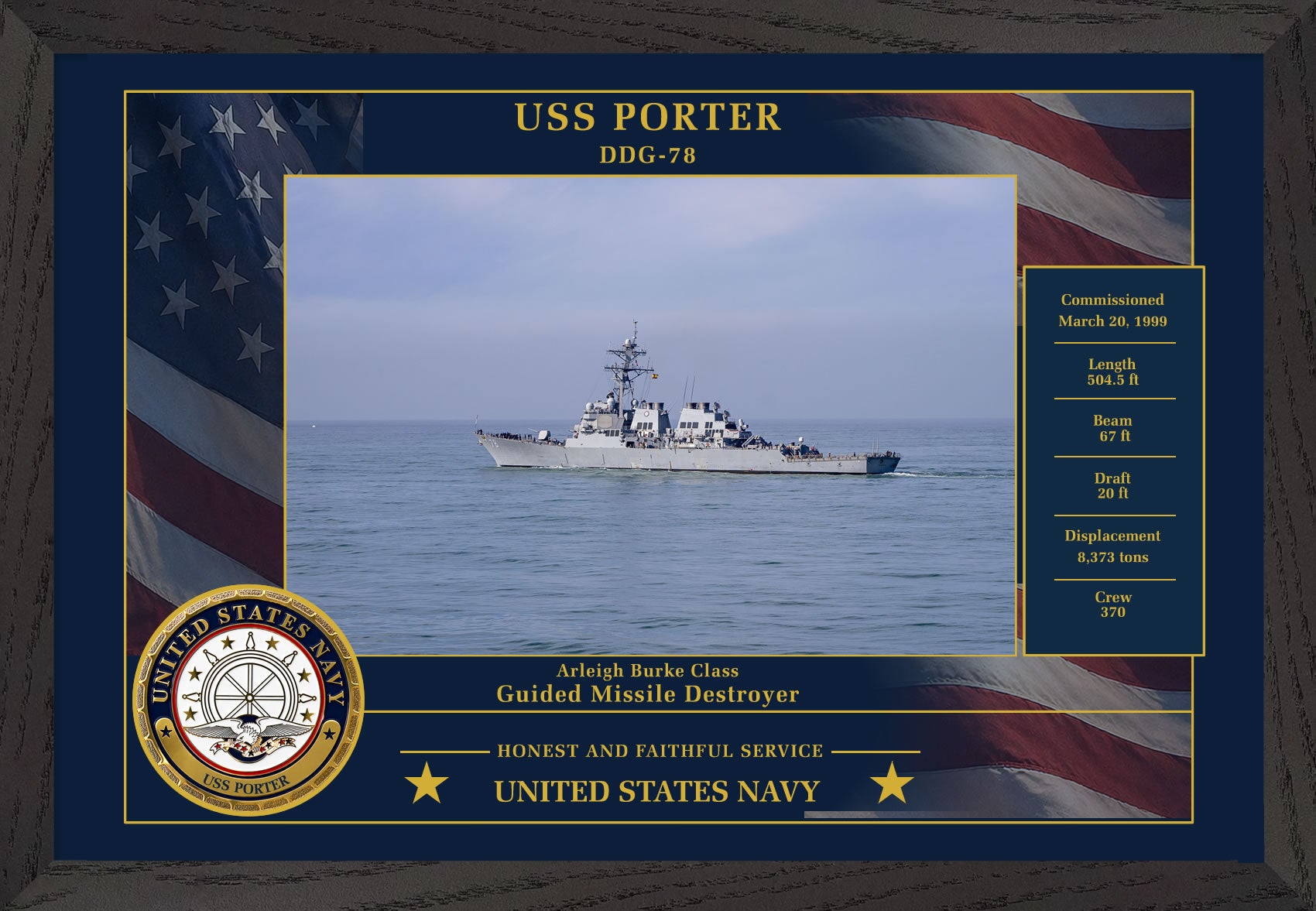 USS Porter DDG-78 Framed Patriotic Photo
