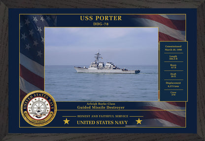 USS Porter DDG-78 Framed Patriotic Photo