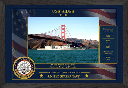 USS Sides FFG-14 Framed Patriotic Photo