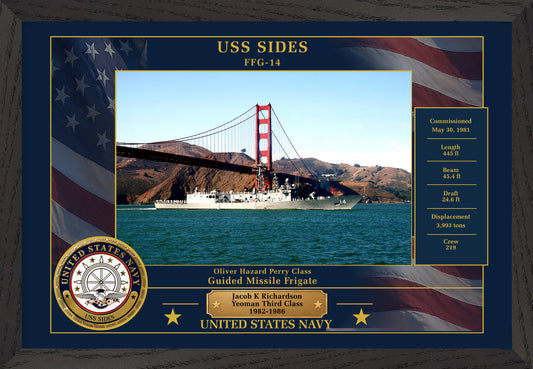 USS Sides FFG-14 Framed Patriotic Photo