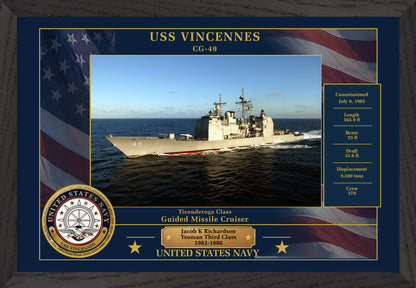 USS Vincennes CG-49 Framed Patriotic Photo