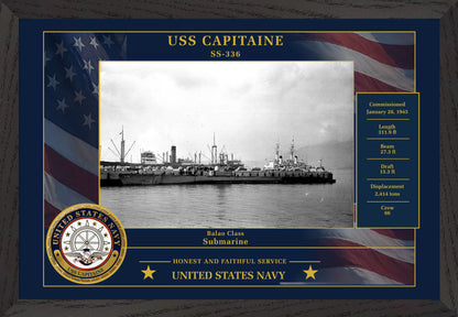 USS Capitaine SS-336 Framed Patriotic Photo