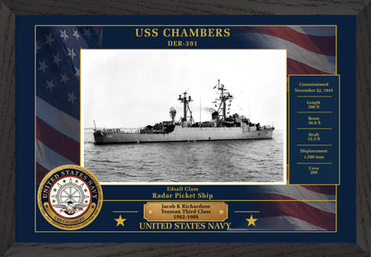 USS Chambers DER-391 Framed Patriotic Photo