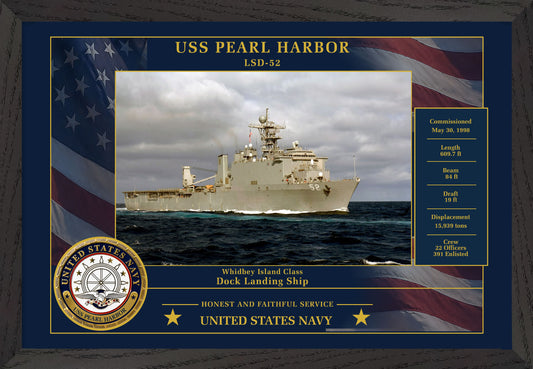 USS Pearl Harbor LSD-52 Framed Patriotic Photo