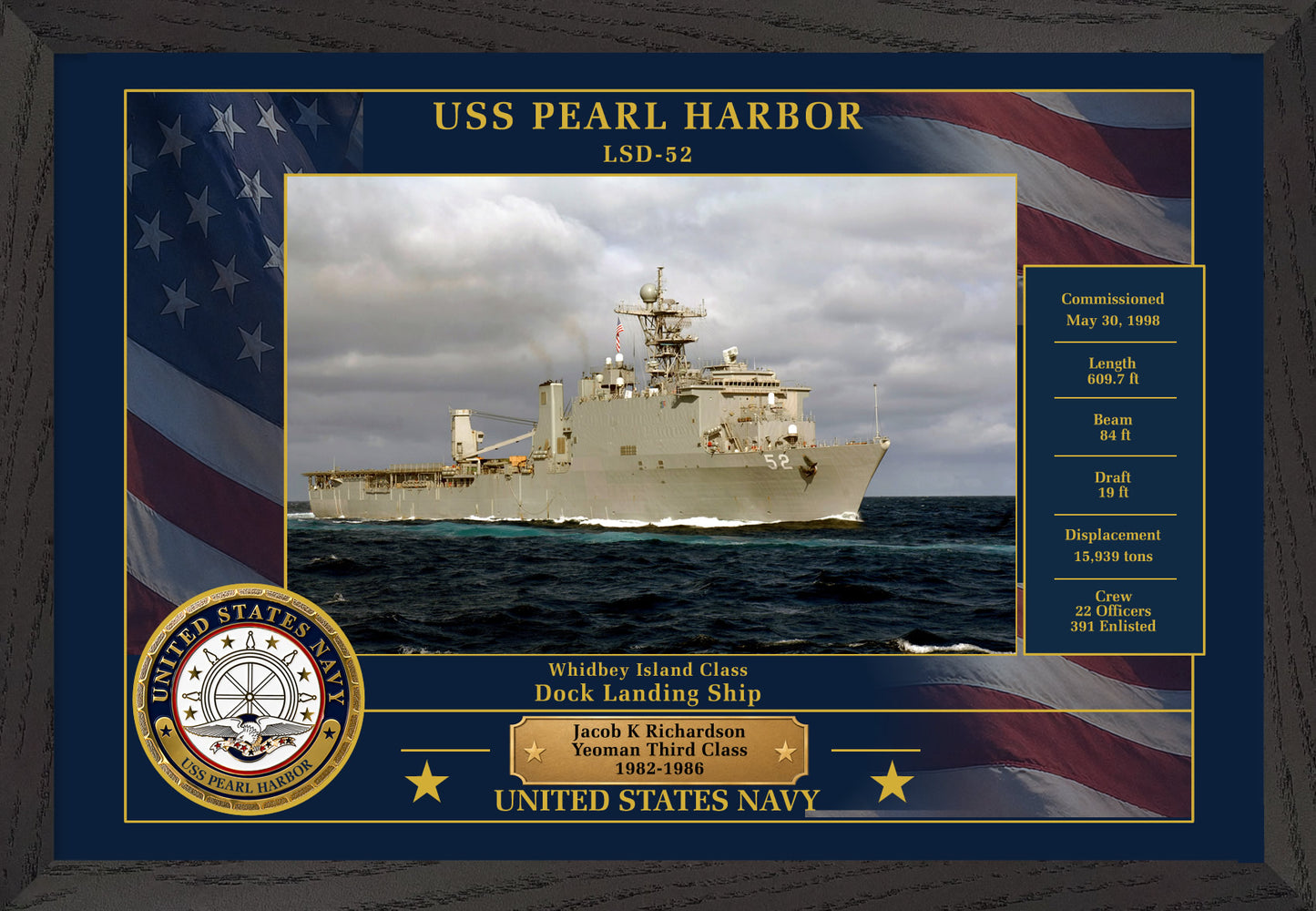 USS Pearl Harbor LSD-52 Framed Patriotic Photo