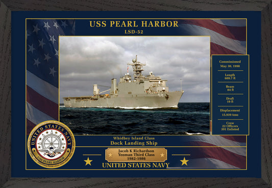 USS Pearl Harbor LSD-52 Framed Patriotic Photo