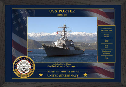 USS Porter DDG-78 Framed Patriotic Photo