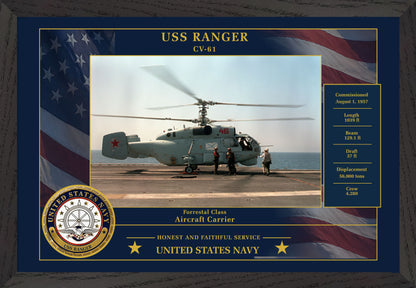 USS Ranger CV-61 Framed Patriotic Photo