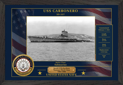 USS Carbonero SS-337 Framed Patriotic Photo