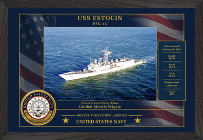 USS Estocin FFG-15 Framed Patriotic Photo
