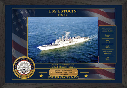 USS Estocin FFG-15 Framed Patriotic Photo
