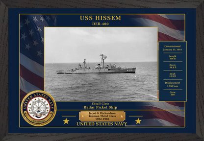 USS Hissem DER-400 Framed Patriotic Photo