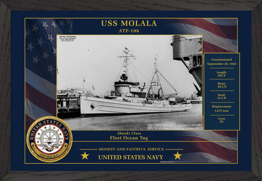 USS Molala ATF-106 Framed Patriotic Photo
