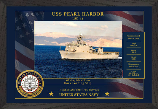 USS Pearl Harbor LSD-52 Framed Patriotic Photo