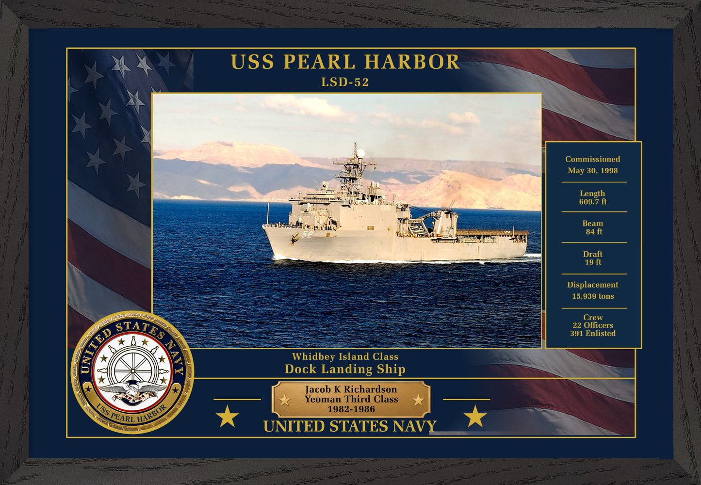 USS Pearl Harbor LSD-52 Framed Patriotic Photo
