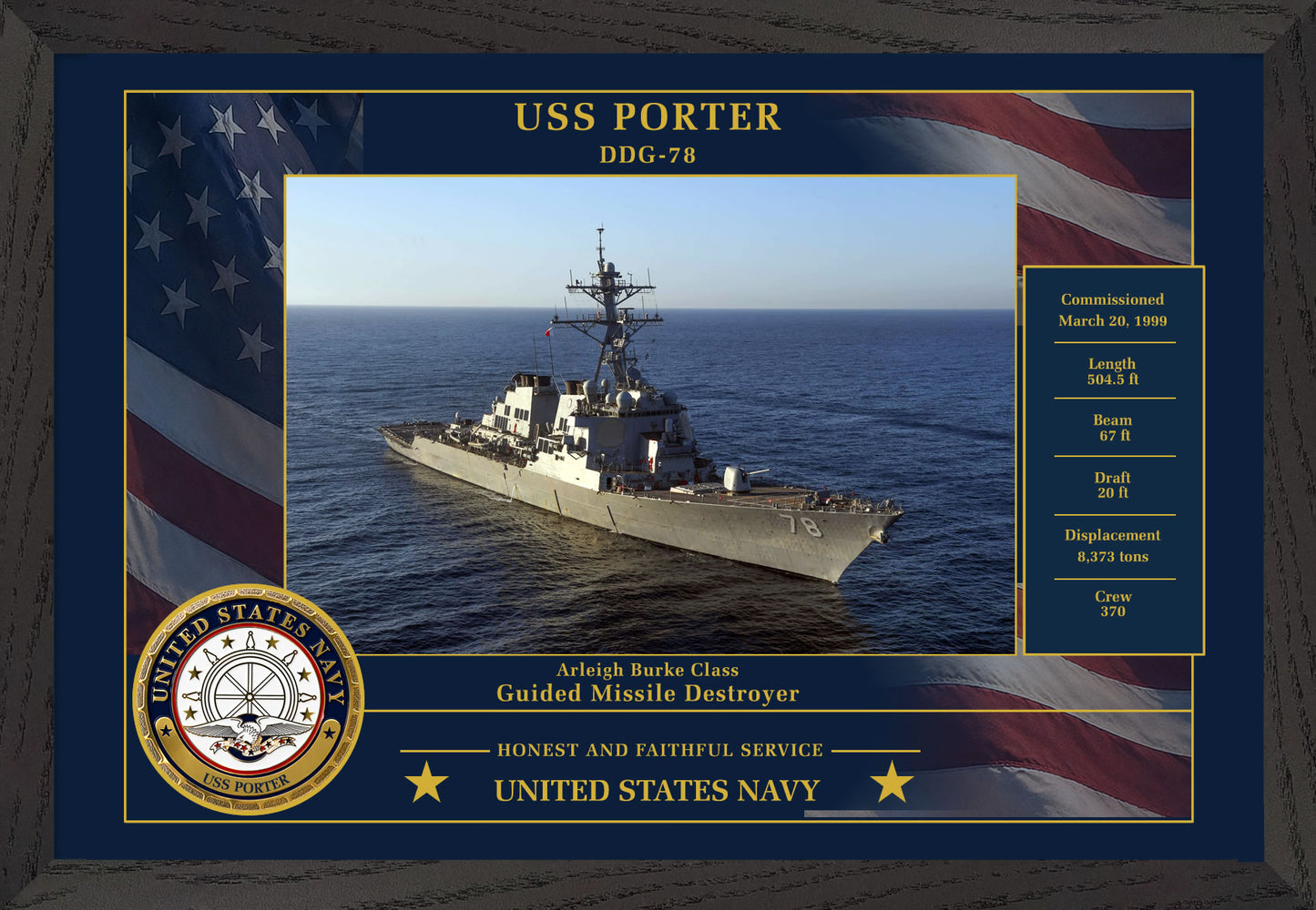 USS Porter DDG-78 Framed Patriotic Photo