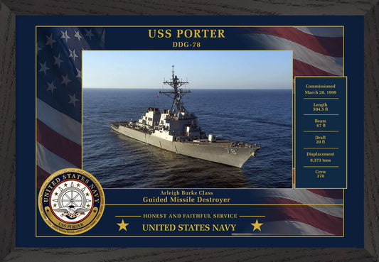 USS Porter DDG-78 Framed Patriotic Photo