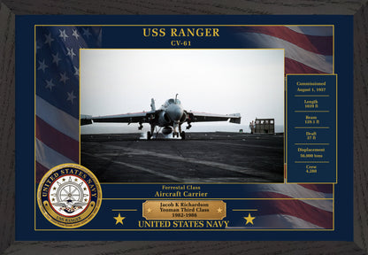 USS Ranger CV-61 Framed Patriotic Photo