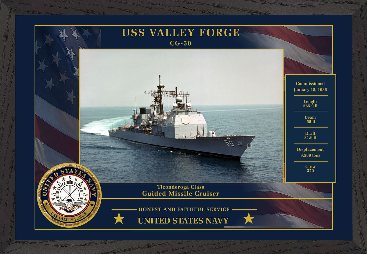 USS Valley Forge CG-50 Framed Patriotic Photo