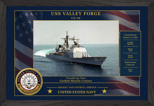 USS Valley Forge CG-50 Framed Patriotic Photo
