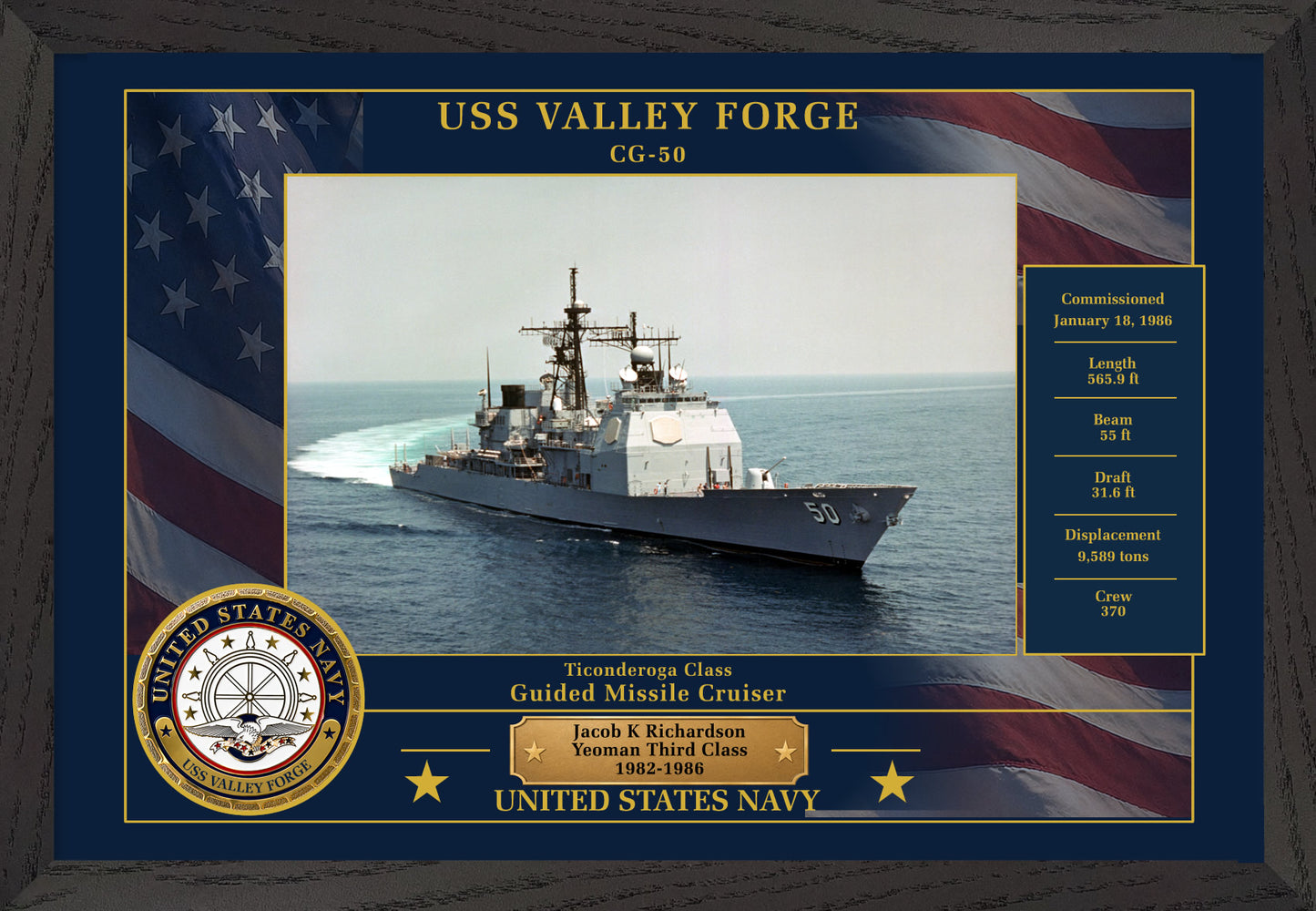 USS Valley Forge CG-50 Framed Patriotic Photo