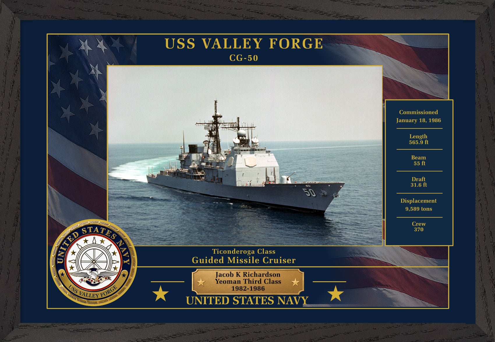 USS Valley Forge CG-50 Framed Patriotic Photo