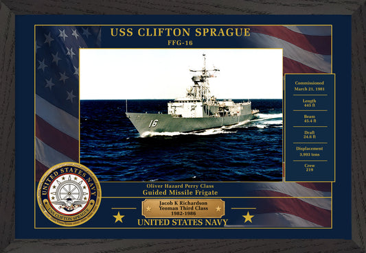 USS Clifton Sprague FFG-16 Framed Patriotic Photo