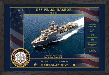 USS Pearl Harbor LSD-52 Framed Patriotic Photo