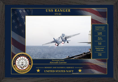USS Ranger CV-61 Framed Patriotic Photo
