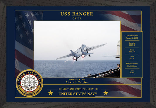 USS Ranger CV-61 Framed Patriotic Photo