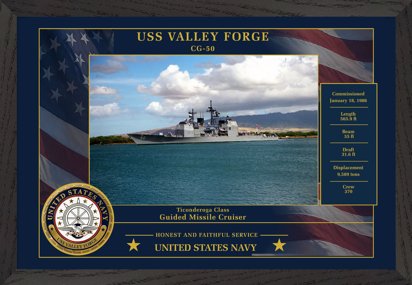 USS Valley Forge CG-50 Framed Patriotic Photo