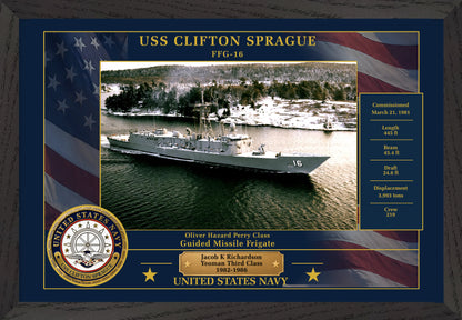 USS Clifton Sprague FFG-16 Framed Patriotic Photo
