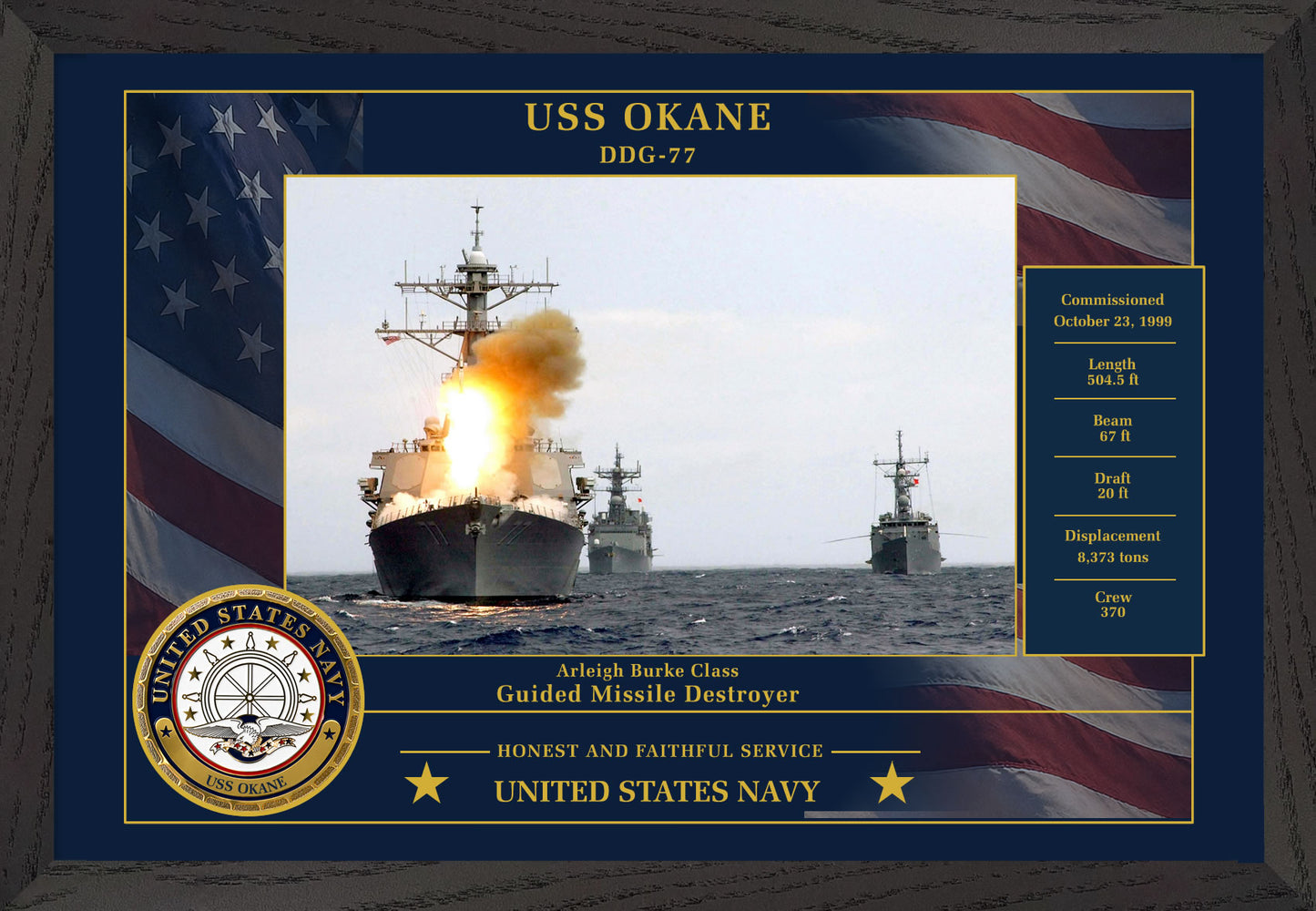 USS Okane DDG-77 Framed Patriotic Photo
