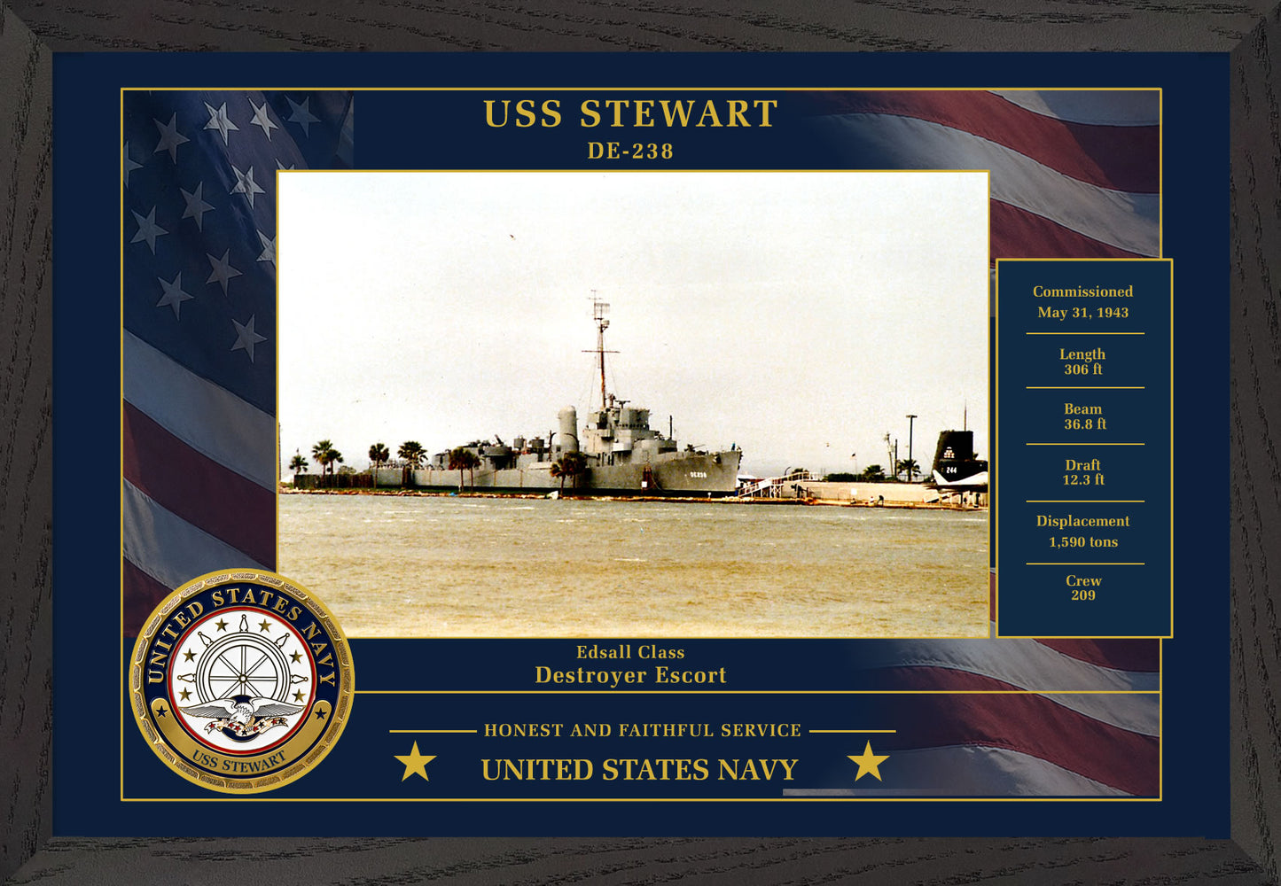 USS Stewart DE-238 Framed Patriotic Photo