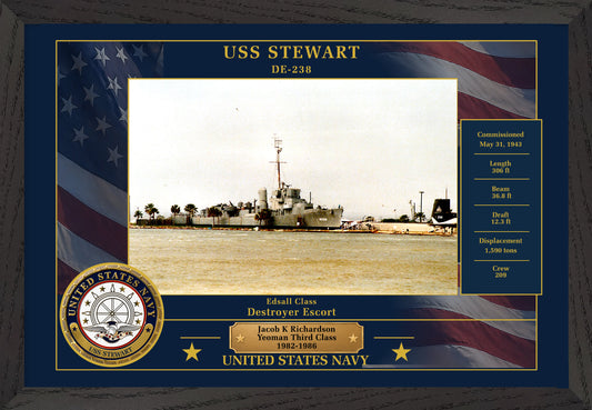 USS Stewart DE-238 Framed Patriotic Photo