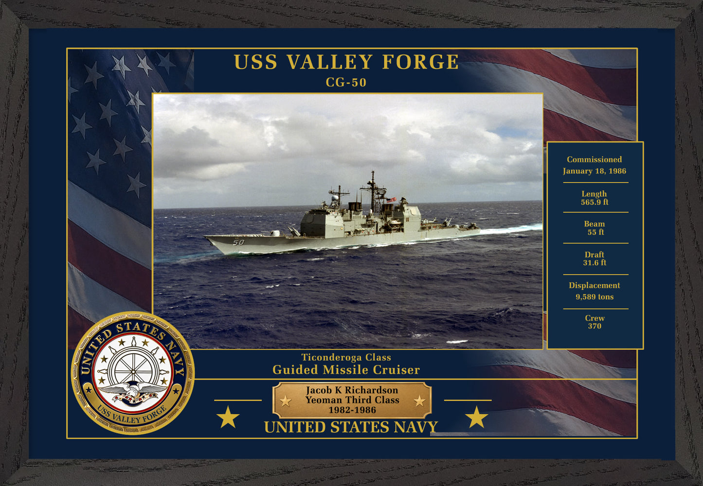 USS Valley Forge CG-50 Framed Patriotic Photo