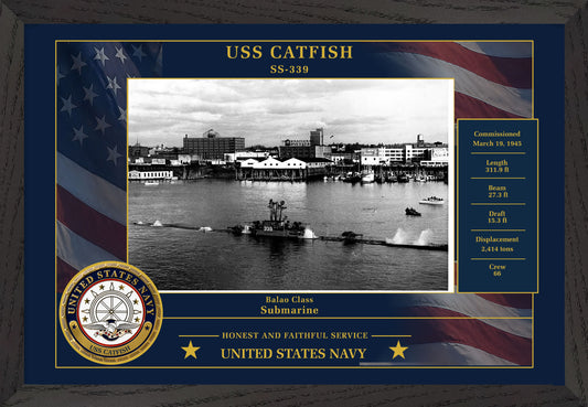 USS Catfish SS-339 Framed Patriotic Photo
