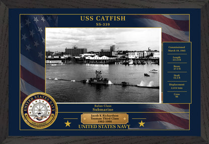 USS Catfish SS-339 Framed Patriotic Photo