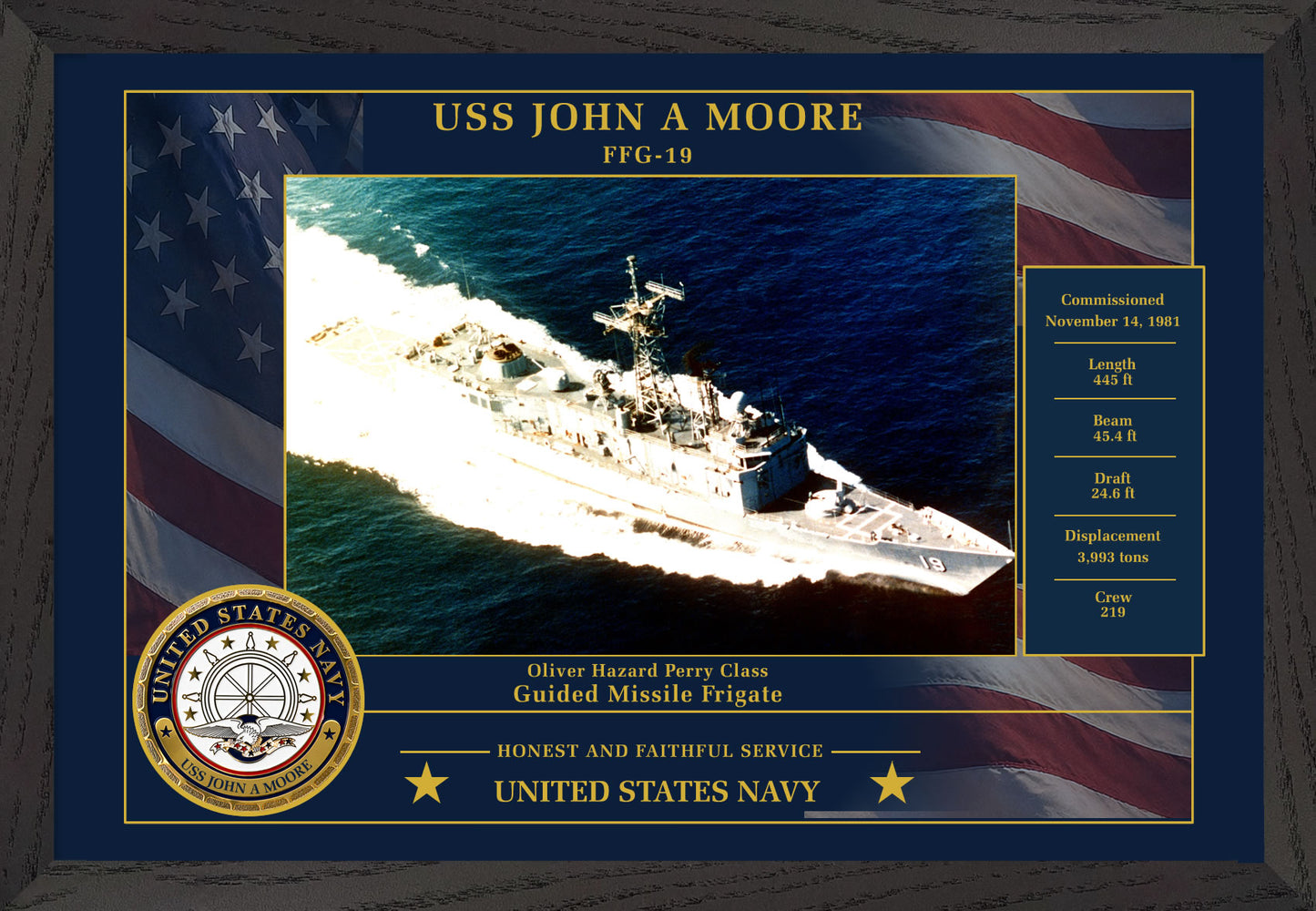 USS John A Moore FFG-19 Framed Patriotic Photo