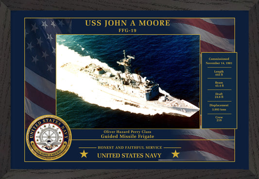 USS John A Moore FFG-19 Framed Patriotic Photo
