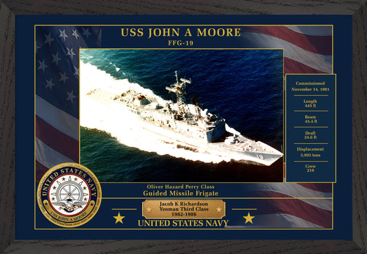USS John A Moore FFG-19 Framed Patriotic Photo