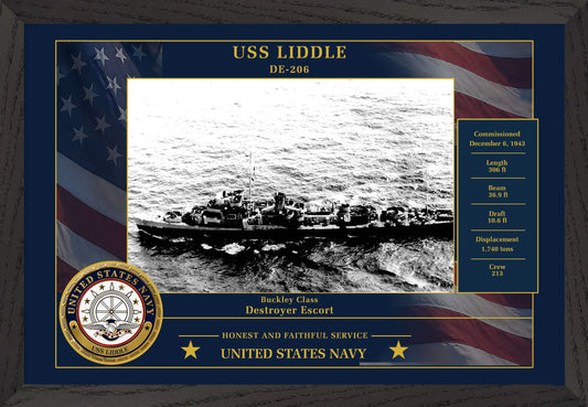 USS Liddle DE-206 Framed Patriotic Photo