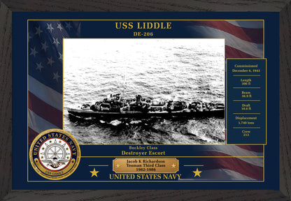 USS Liddle DE-206 Framed Patriotic Photo