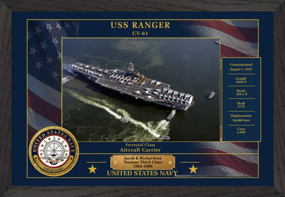 USS Ranger CV-61 Framed Patriotic Photo