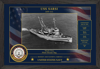 USS Sarsi ATF-111 Framed Patriotic Photo