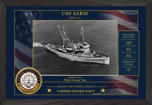 USS Sarsi ATF-111 Framed Patriotic Photo