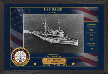USS Sarsi ATF-111 Framed Patriotic Photo