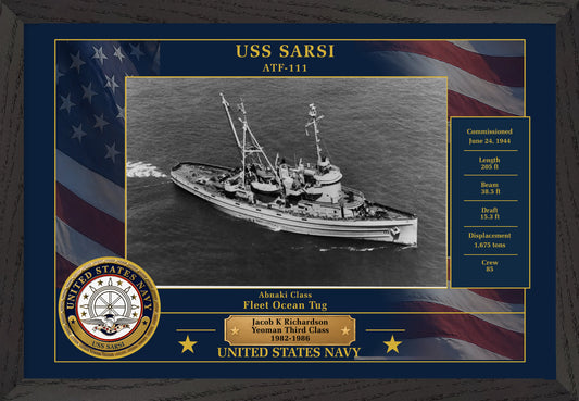 USS Sarsi ATF-111 Framed Patriotic Photo