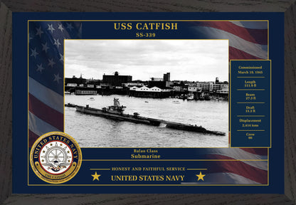 USS Catfish SS-339 Framed Patriotic Photo